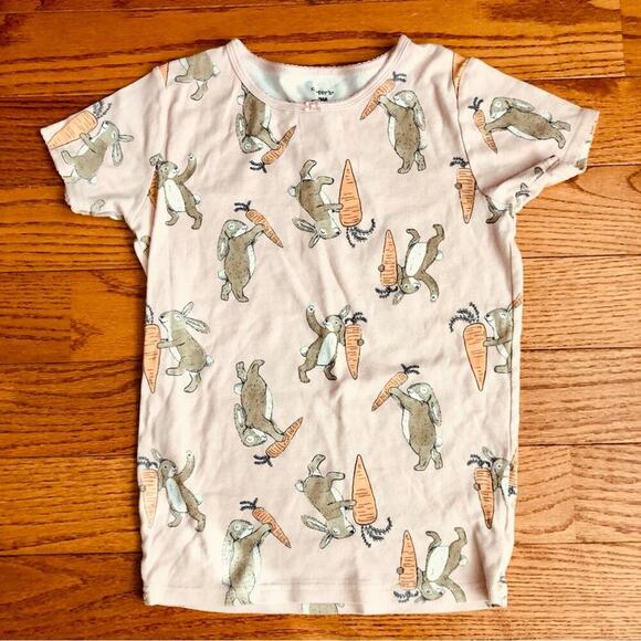 Carter’s Cotton Bunny Print T-shirt Two- Piece Pink Pajama Set Girl’s Size 14 - Picture 2 of 8